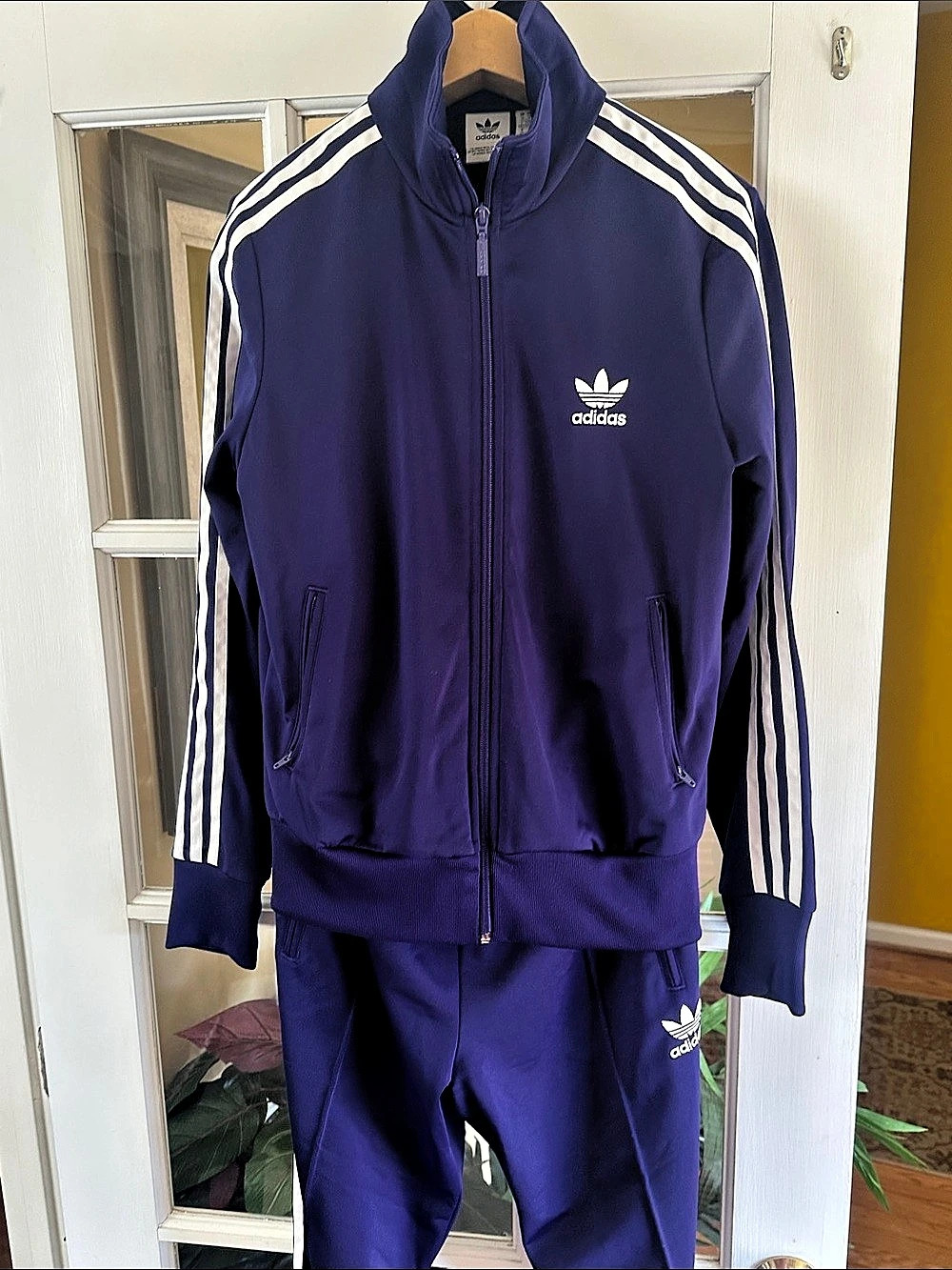 adidas Firebird Tracksuit Set Purple & White Size Medium